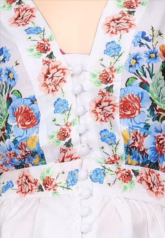 Floral Puff Sleeve Rayon Dress | Stylish Printed Western Wear