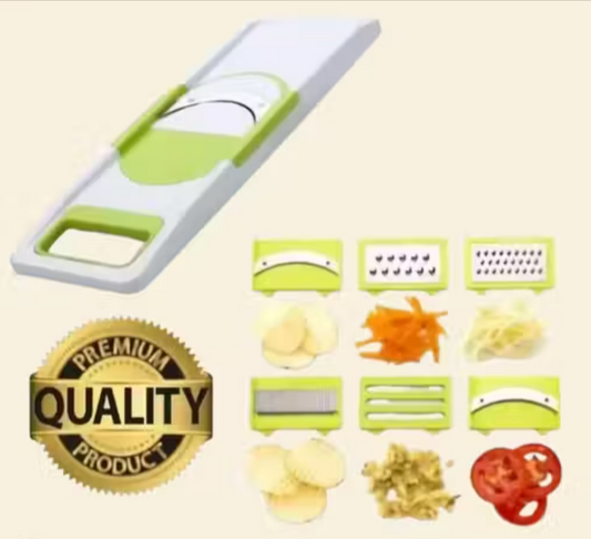 6-in-1 Vegetable Slicer & Grater with Safety Holder | Stainless Steel Blades