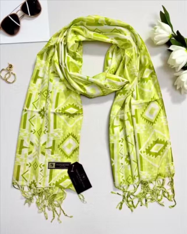 Women Multi Printed Rayon Summer Scarf – Green