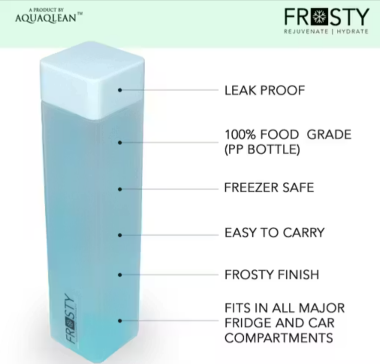 Aqua Frosty 1L Fridge Water Bottle Set of 6 | Food Grade Plastic Leak Proof