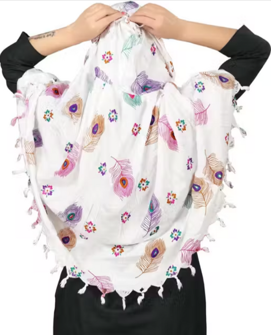 Women's Printed Rayon Scarf Cum Mask – Lightweight Breathable Sun & Dust Protection Wrap