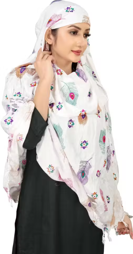 Women's Printed Rayon Scarf Cum Mask – Lightweight Breathable Sun & Dust Protection Wrap