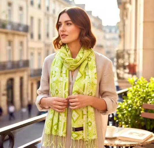 Women Multi Printed Rayon Summer Scarf – Green