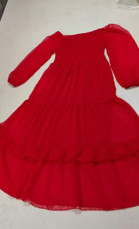 Solid Georgette A-Line Midi Dress | Stylish Square Neck Party Wear