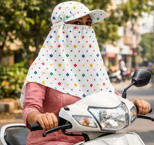 Women Printed Face Cover Scarf with Cap
