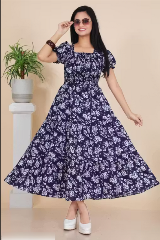 Printed Cotton Blend Fancy Dress | Trendy Western Party Wear Frock