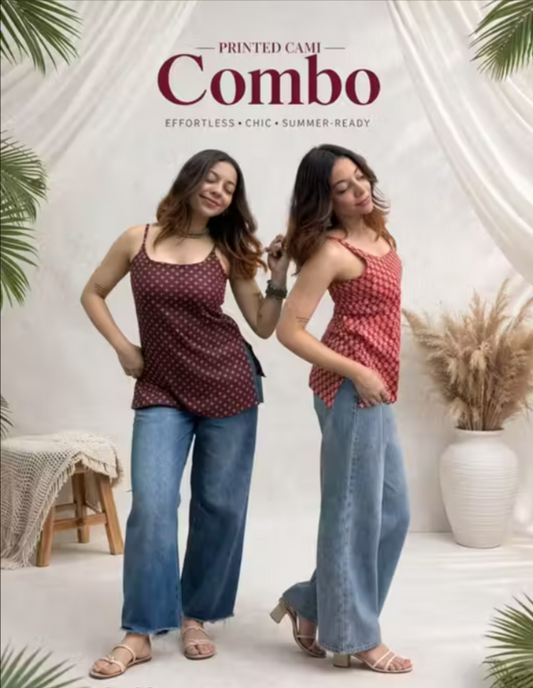 Women Printed Cami Top Combo Pack of 2